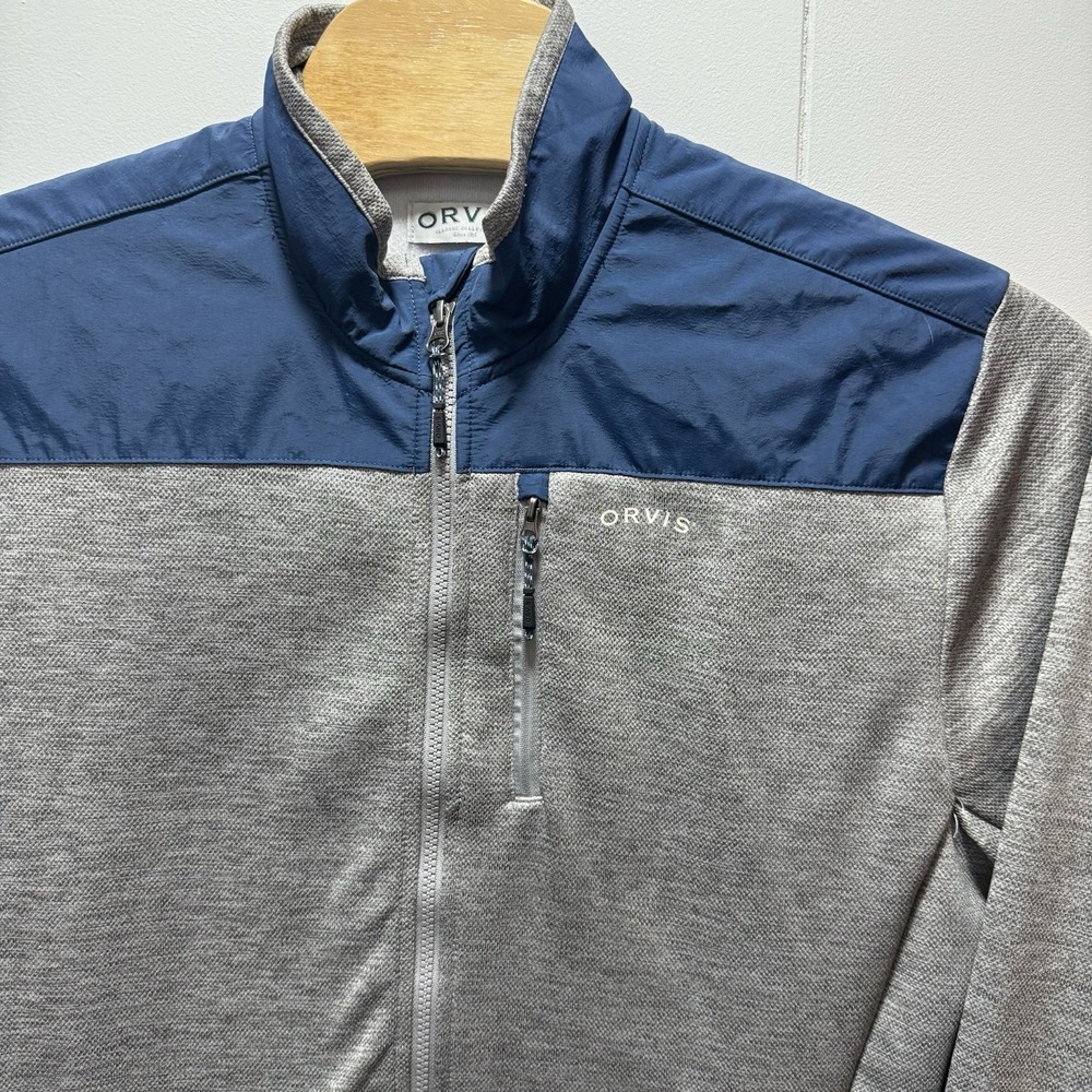 Orvis Jacket Mens XL Gray Blue Full Zip Classic Collection Light Coat Outdoor‎